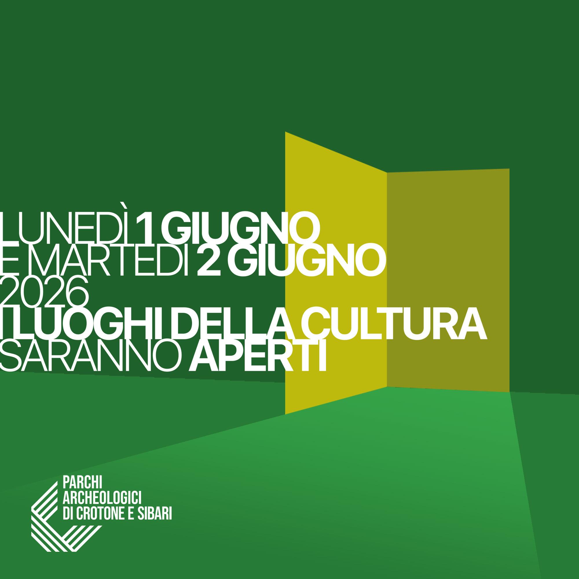Apertura 1 e 2 giugno