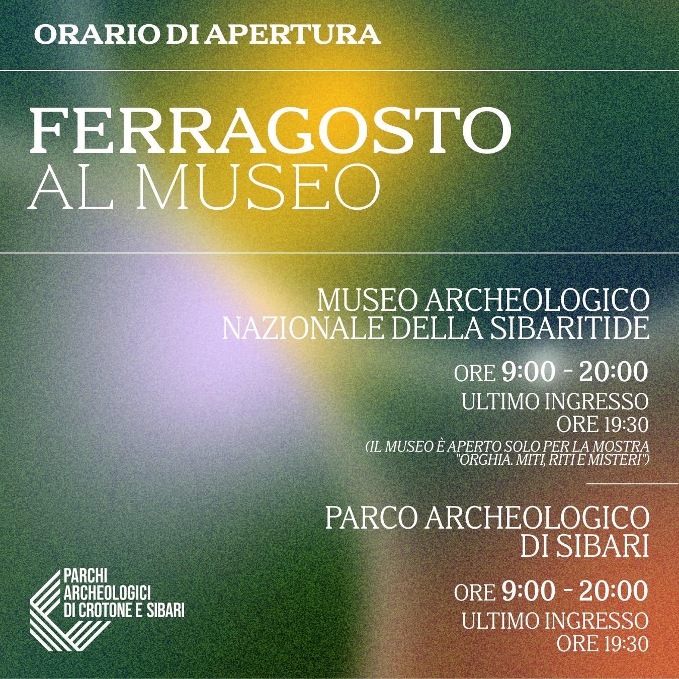 Apertura sabato 15 agosto 