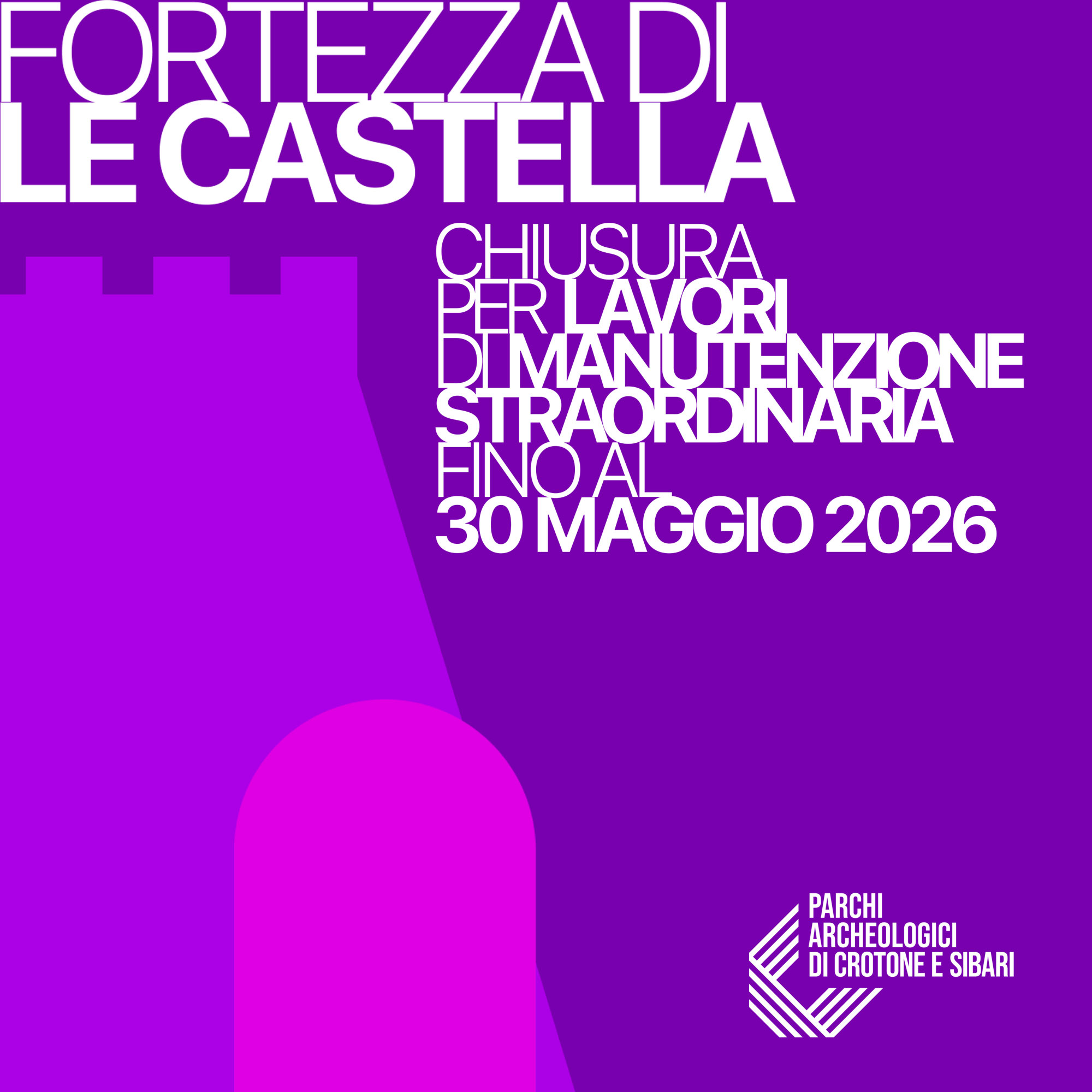 Fortezza di Le Castella chiusura al pubblico fino al 30 maggio 2026.
