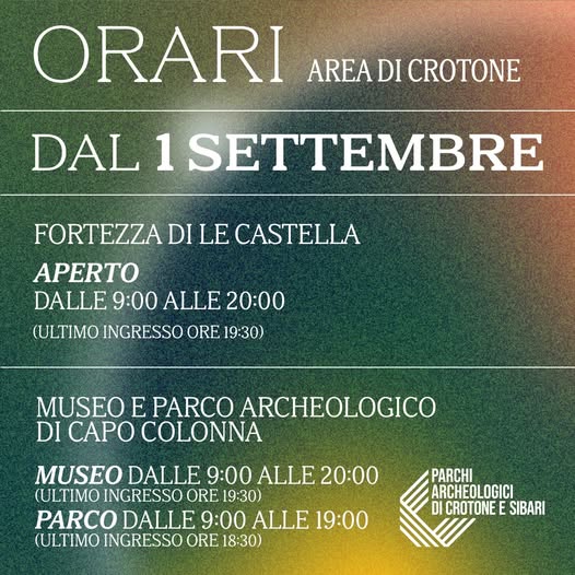 Nuovi orari di apertura per l’area di Crotone