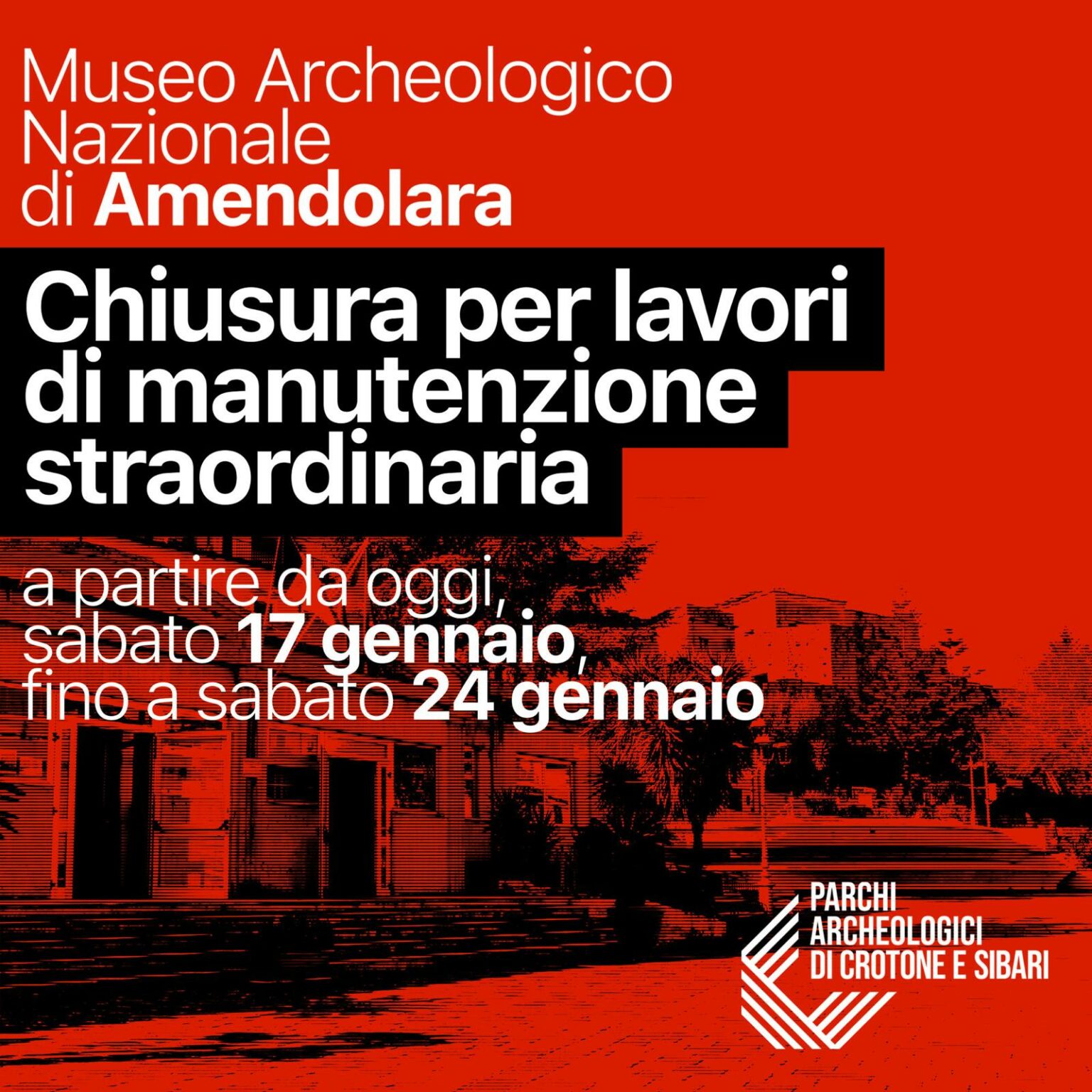 Museo Archeologico Nazionale di Amendolara: chiusura per lavori di manutenzione straordinaria